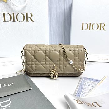 My Dior Talk Phone Pouch Powder Beige Cannage Lambskin - 18.5x10x4cm