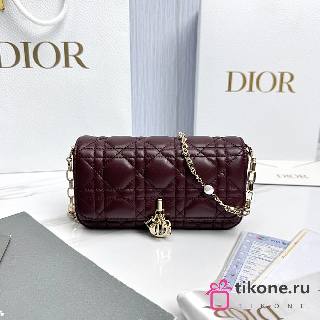 My Dior Talk Phone Pouch Burgundy Cannage Lambskin - 18.5x10x4cm - 1