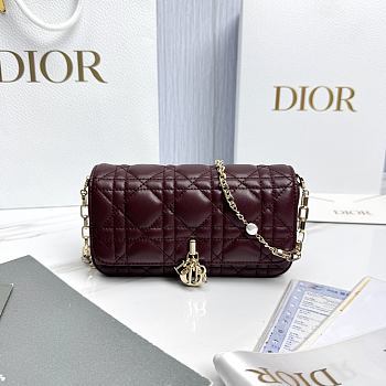 My Dior Talk Phone Pouch Burgundy Cannage Lambskin - 18.5x10x4cm