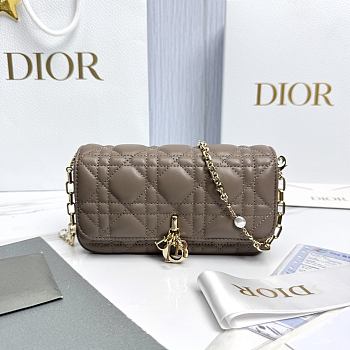 My Dior Talk Phone Pouch Taupe Cannage Lambskin - 18.5x10x4cm