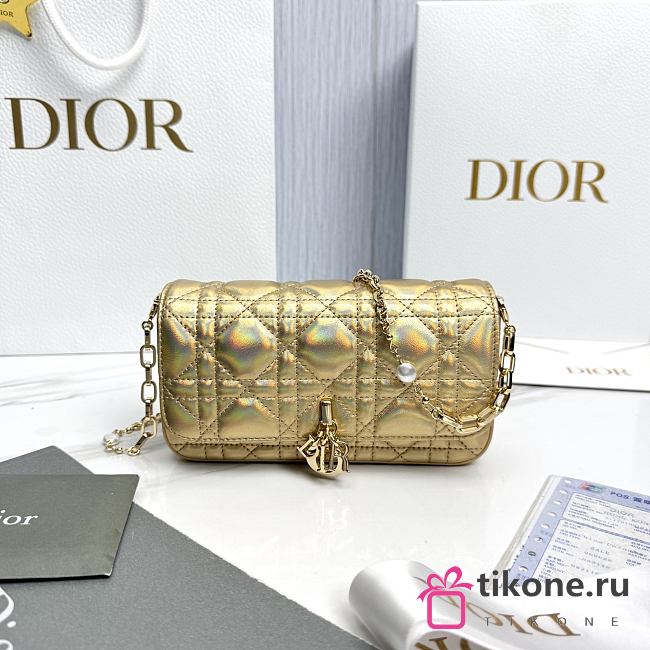 My Dior Talk Phone Pouch Gold Cannage Lambskin - 18.5x10x4cm - 1