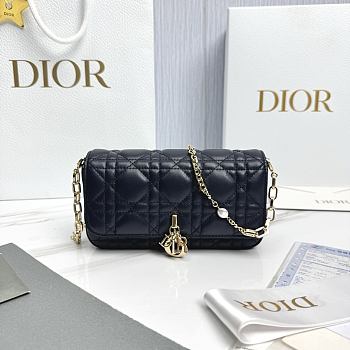 My Dior Talk Phone Pouch Navy Blue Cannage Lambskin - 18.5x10x4cm