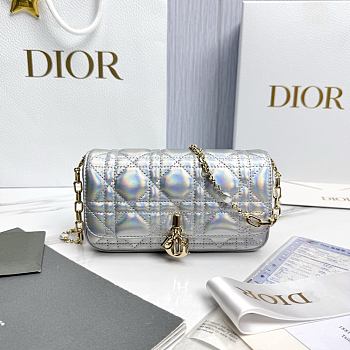 My Dior Talk Phone Pouch Silver Cannage Lambskin - 18.5x10x4cm
