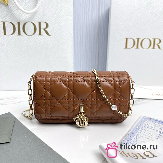 My Dior Talk Phone Pouch Brown Cannage Lambskin - 18.5x10x4cm - 1