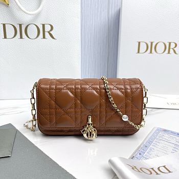 My Dior Talk Phone Pouch Brown Cannage Lambskin - 18.5x10x4cm