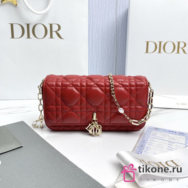 My Dior Talk Phone Pouch Red Cannage Lambskin - 18.5x10x4cm - 1