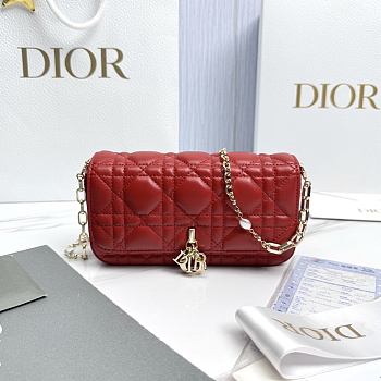 My Dior Talk Phone Pouch Red Cannage Lambskin - 18.5x10x4cm