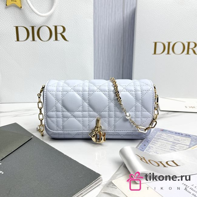 My Dior Talk Phone Pouch Light Blue Cannage Lambskin - 18.5x10x4cm - 1