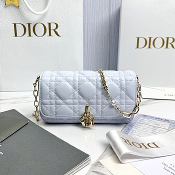 My Dior Talk Phone Pouch Light Blue Cannage Lambskin - 18.5x10x4cm