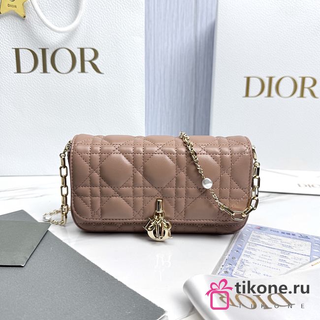 My Dior Talk Phone Pouch Nude Cannage Lambskin - 18.5x10x4cm - 1