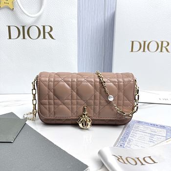 My Dior Talk Phone Pouch Nude Cannage Lambskin - 18.5x10x4cm