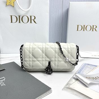 My Dior Talk Phone Pouch White Gunmetal Hardware Cannage Lambskin - 18.5x10x4cm