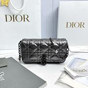 My Dior Talk Phone Pouch Metallic Grey Cannage Lambskin - 18.5x10x4cm - 6