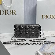 My Dior Talk Phone Pouch Metallic Grey Cannage Lambskin - 18.5x10x4cm - 2