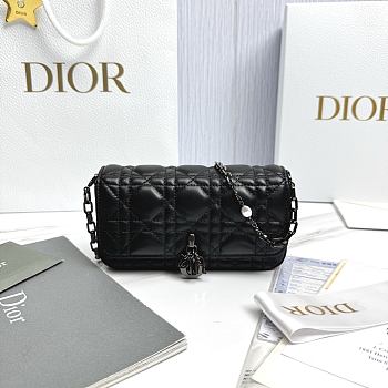 My Dior Talk Phone Pouch Black Gunmetal Hardware Cannage Lambskin - 18.5x10x4cm