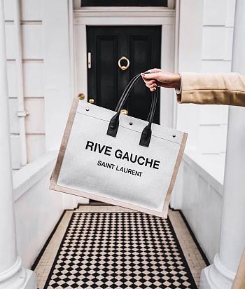 YSL Large Rive Gauche Tote Bag Beige - 48x36x16cm