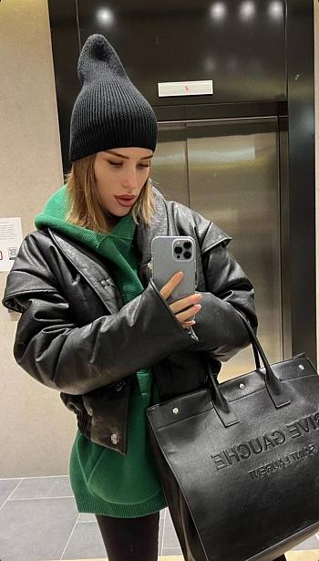 YSL Large Rive Gauche Tote Bag Black Leather - 48x36x16cm