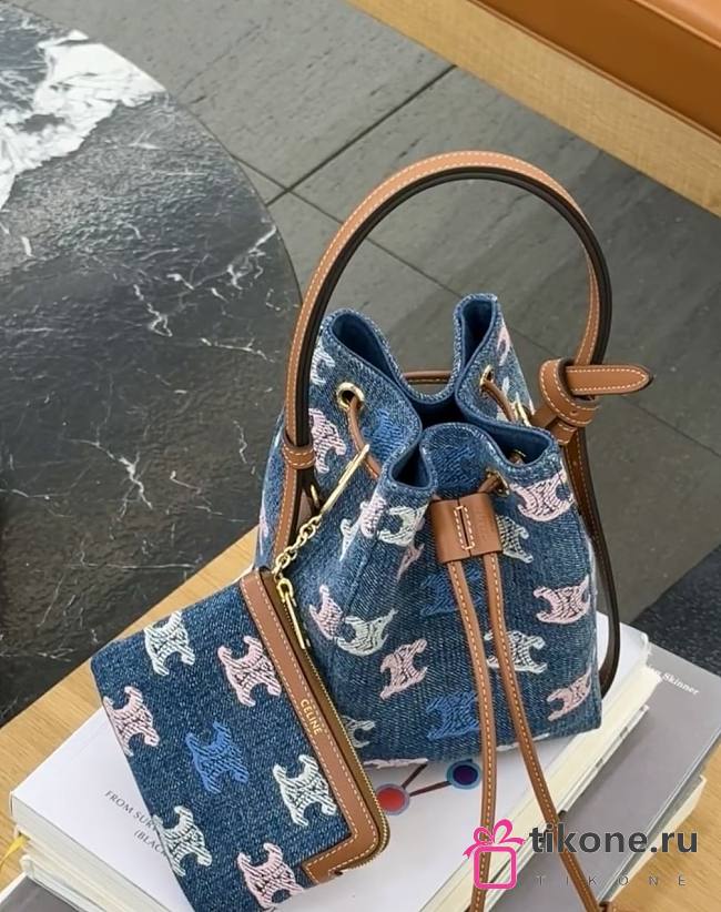 Celine Micro Sailor In Denim With Triomphe All Over Multicolor - 13x18x11cm - 1