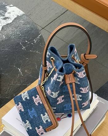 Celine Micro Sailor In Denim With Triomphe All Over Multicolor - 13x18x11cm