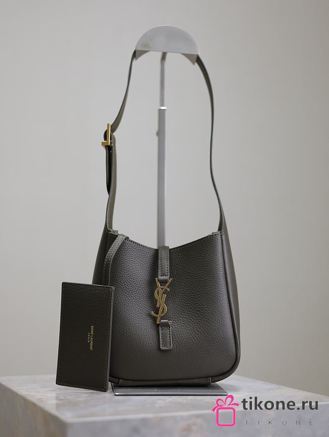 YSL Le 5 À 7 Supple Baby In Grained Leather Khaki - 15x16x7cm - 1