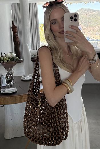 YSL Le 5 A 7 Large In Wood Beads Light Wood - 35x30x10cm