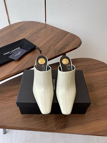 YSL Toe Mules Clogs White Leather 