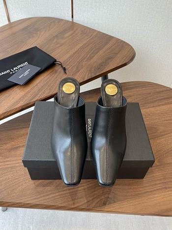 YSL Toe Mules Clogs Black Leather
