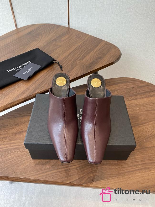 YSL Toe Mules Clogs Brown Leather - 1