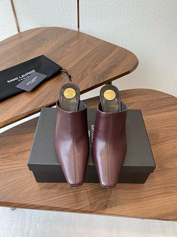 YSL Toe Mules Clogs Brown Leather
