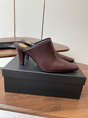 YSL Toe Mules Clogs Brown Leather - 2
