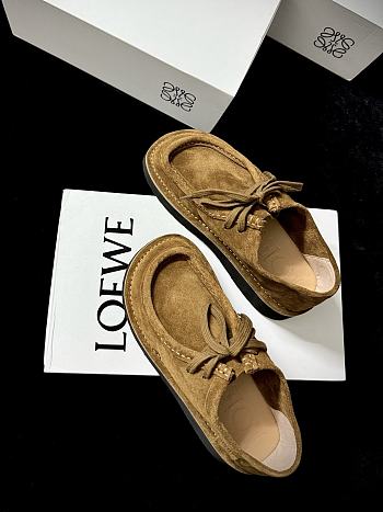 Loewe Faro Lace-up in Suede Calfskin Brown