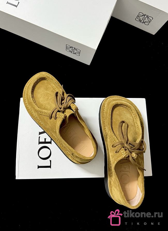 Loewe Faro Lace-up in Suede Calfskin Sahara Yellow - 1