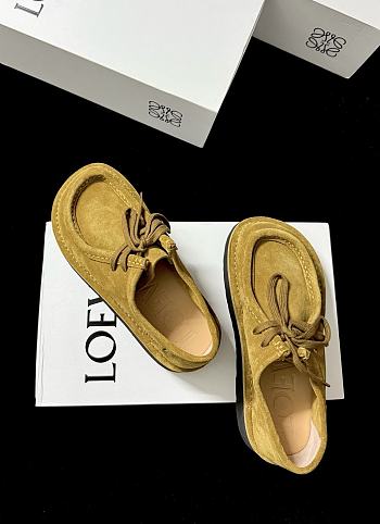 Loewe Faro Lace-up in Suede Calfskin Sahara Yellow