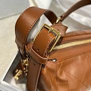 Dior Small D Journey Bag in Crinkled Calfskin Brown Flat Macrocannage - 25.5x14.5x14cm - 5