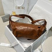 Dior Small D Journey Bag in Crinkled Calfskin Brown Flat Macrocannage - 25.5x14.5x14cm - 3