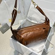 Dior Small D Journey Bag in Crinkled Calfskin Brown Flat Macrocannage - 25.5x14.5x14cm - 2