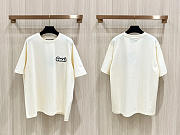Gucci T-shirt With Embroidered Flocked Letters Beige  - 6
