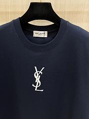 YSL T-Shirt Large Letter Logo Printed Navy Blue - 6