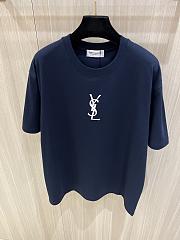 YSL T-Shirt Large Letter Logo Printed Navy Blue - 4