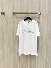 Dior CD T-Shirt with Double-Stitch Collar and Shimmering Silver Lettering White - 2