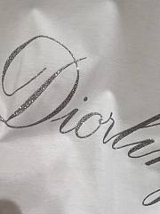 Dior CD T-Shirt with Double-Stitch Collar and Shimmering Silver Lettering White - 5