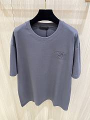 Prada T-Shirt Classic Triangle Embossed Logo in Slate Gray - 6