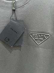 Prada T-Shirt Classic Triangle Embossed Logo in Slate Gray - 4