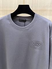 Prada T-Shirt Classic Triangle Embossed Logo in Slate Gray - 3