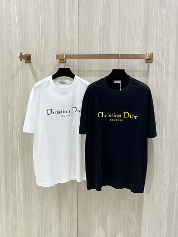 Dior T-Shirt Classic Letter Logo Vintage-Washed Print Black/ White