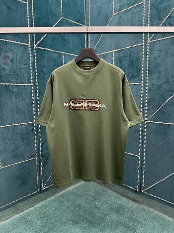 Balenciaga T-Shirt BB Icon Stencil Jersey Knit High-end Version in Green 