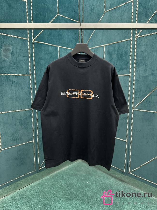 Balenciaga T-Shirt BB Icon Stencil Jersey Knit High-end Version in Black - 1