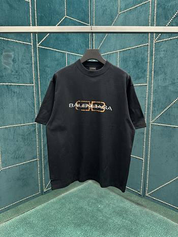 Balenciaga T-Shirt BB Icon Stencil Jersey Knit High-end Version in Black