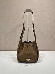 Prada Darling Suede Mini Bucket Bag Brown 1BE087 - 22x21x10.5cm - 1