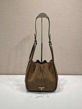 Prada Darling Suede Mini Bucket Bag Brown 1BE087 - 22x21x10.5cm